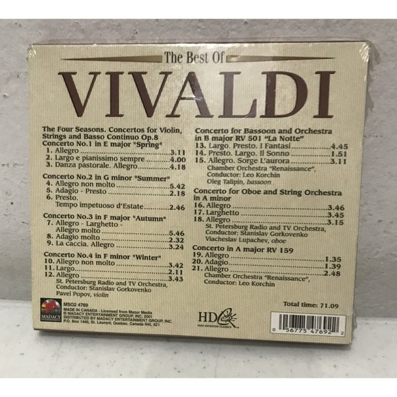 THE BEST OF VIVALDI CD NEW Sealed ~Ships Same Day~ Actual Photos Shown - Picture 2 of 7